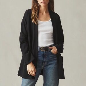 American Giant French Terry Cardigan Sweater Womens M Black Cotton Long Sleeve